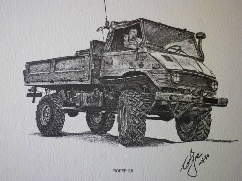 RHODESIA - COLIN EYRE PRINT OF MILITARY VEHICLES OF RHODESIAN BUSH WAR - "RODEF 2.5 - 01/05/1980"