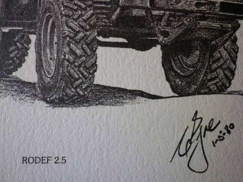 RHODESIA - COLIN EYRE PRINT OF MILITARY VEHICLES OF RHODESIAN BUSH WAR - "RODEF 2.5 - 01/05/1980"