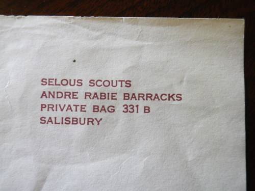 RHODESIA - SELOUS SCOUTS ORIGINAL A4 SIZE LETTER HEAD -  RARE  -  UDI PERIOD  (X1819)
