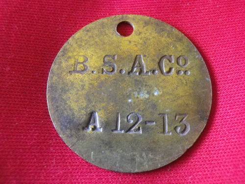 BRITISH SOUTH AFRICA COMPANY. - BSACo -  HUT TAX TOKEN  FOR MALE 1912-13  - AREA "A"  - (4542)