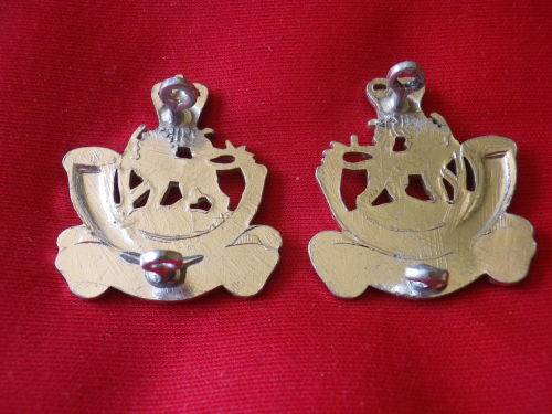 RHODESIAN LIGHT INFANTRY  - PAIR SILVER ANODISED FACING COLLAR BADGES -  PRE UDI  (4937)