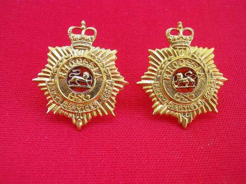 RHODESIA ARMY SERVICES CORPS PAIR BRASS QC COLLAR BADGES 1965-1970