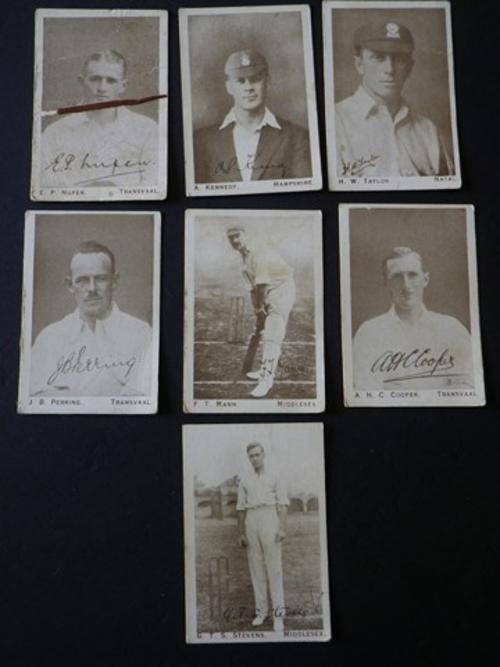7X CIGARETTE CARDS -VERY OLD SIGNED CRICKETERS  PHOTOS