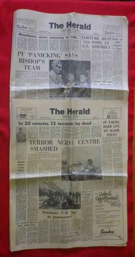 RHODESIA HERALD NEWSPAPERS (X2) DATED 2/10/1979 & 3/10/1979 - SEE MORE BELOW   (3560)