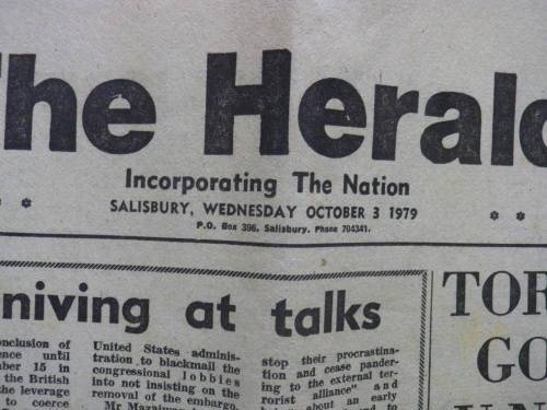 RHODESIA HERALD NEWSPAPERS (X2) DATED 2/10/1979 & 3/10/1979 - SEE MORE BELOW   (3560)