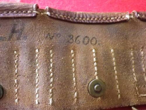 BRITISH LEE METFORD P1897 BOER WAR LEATHER BANDOLIER - MADE BARNSBY 1901 - SEE BELOW  (6574)