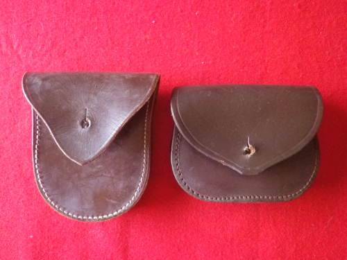 SA POLICE -  2 X BROWN LEATHER HANDCUFF POUCHES FOR BELT     (531)