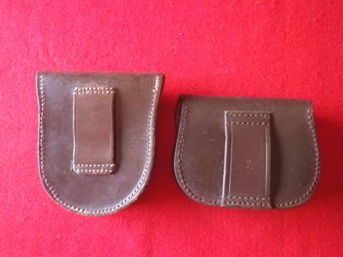 SA POLICE -  2 X BROWN LEATHER HANDCUFF POUCHES FOR BELT     (531)