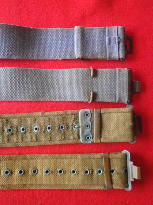 SA POLICE - 2 X WEB BELTS + 2 X BAYONET FROGS + P38 HOLSTER - USED WITH CAMMO UNIFORM   (530)