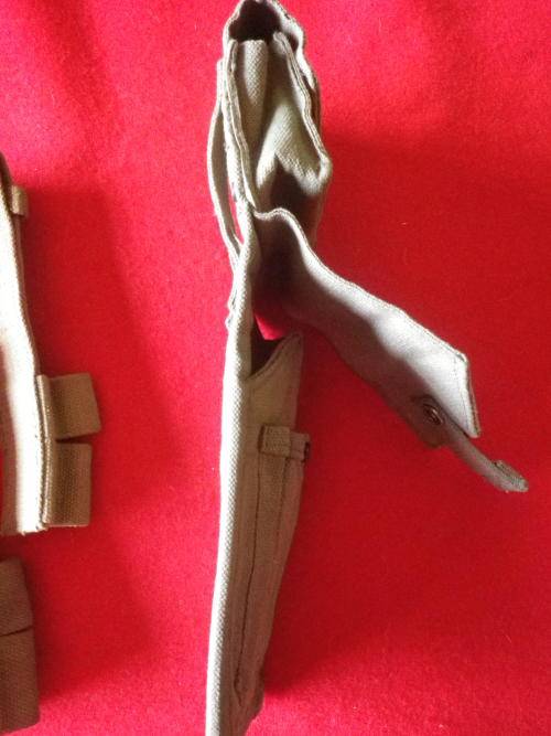SA POLICE - 2 X WEB BELTS + 2 X BAYONET FROGS + P38 HOLSTER - USED WITH CAMMO UNIFORM   (530)