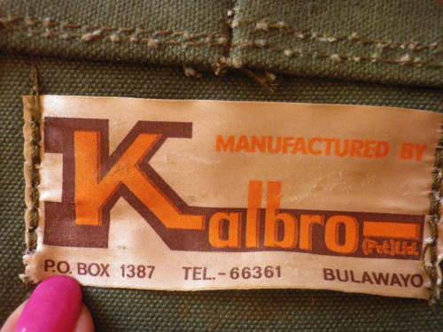 RHODESIA  - 3 MAG POUCHES, 1 X SINGLE, 2 X DOUBLE MADE KALBRO, BYO - ON IMPROVISED BELT - RARE (2338