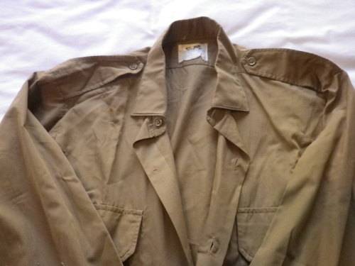 SADF- 1960'S KHAKI BUNNY JACKET + TROUSERS+ LS SHIRT + TIE - BADGED TO 1SSB + 2 SAI           (4589)