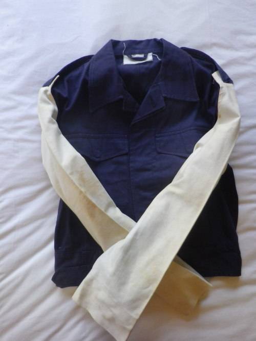 RHODESIA BSAP -  RIOT UNIFORM - DENIM BUNNY JACKET WITH TRAFFIC SLEEVES + TROUSERS + WEB BELT (7445)