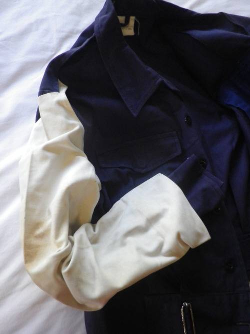 RHODESIA BSAP -  RIOT UNIFORM - DENIM BUNNY JACKET WITH TRAFFIC SLEEVES + TROUSERS + WEB BELT (7445)