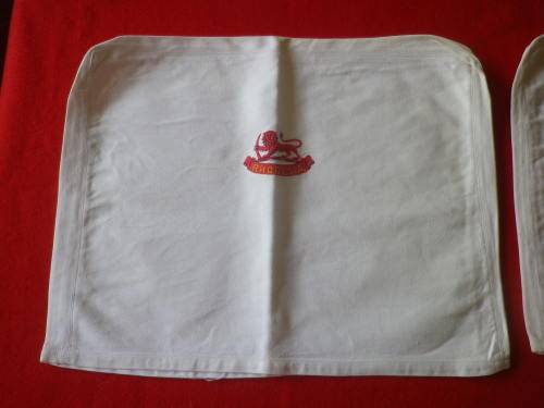 RHODESIAN ARMY - 2 X EMBROIDERED CHAIR COVERS - SIZE 44cm X 35cm            (7538)