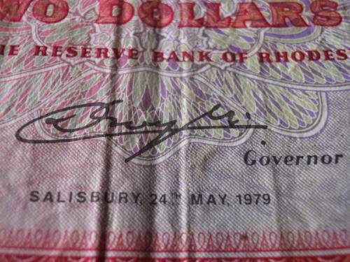 RHODESIAN $2 BANK NOTE - MAY 1979 - CONDITION AS SEEN   (3043)