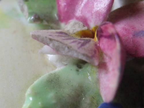 4 SMALLPRETTY  PORCELAIN ITEMS - NOTE 1 CHIP ON FLOWER OF LID OF THE BOX...OTHERS IN GOOD CONDITION