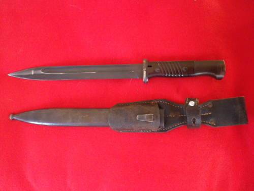 GERMAN WW2 MAUSER K98 RIFLE BAYONET + SCABBARD - MATCHING NUMBERS + FROG - READ MORE BELOW  (4078)