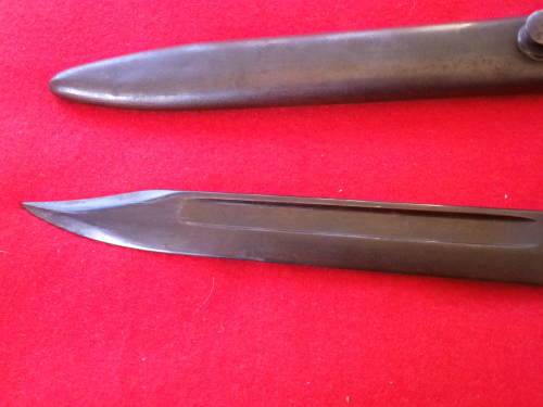 BRITISH LEE ENFIELD NO 4 RIFLE BLADE BAYONET + SCABBARD 1949     (4080)
