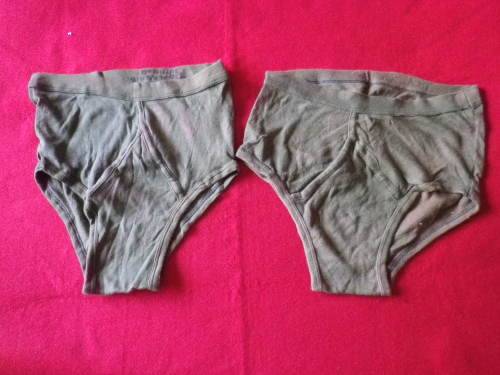 RHODESIAN ARMY ISSUE 2 X UNDERPANTS - INSCRIBED - SOME STAINS (8200)