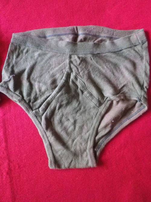 RHODESIAN ARMY ISSUE 2 X UNDERPANTS - INSCRIBED - SOME STAINS (8200)