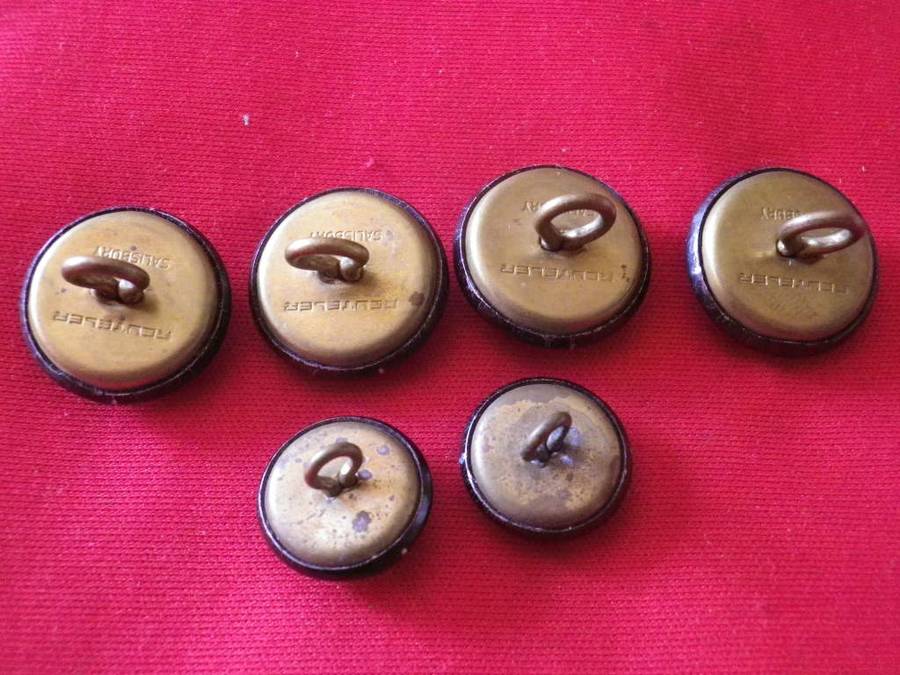 RHODESIA - INTERNAL AFFAIRS  6 X BLACK ANODISED TUNIC BUTTONS - MADE REUTELER OD`s 19/15mm  (8538)