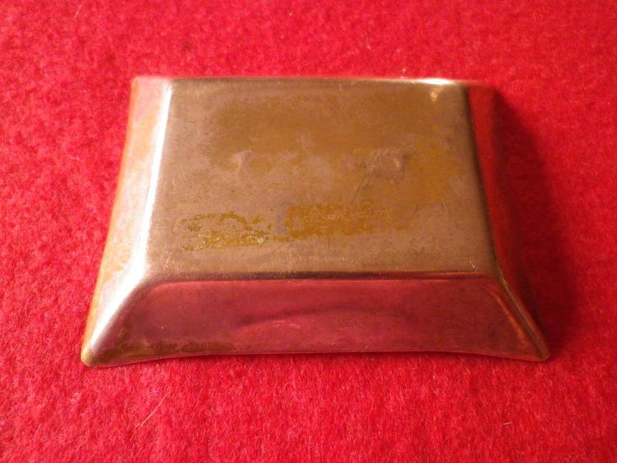 RHODESIA REGT BADGED SILVER PLATED BELL -CAS STAMPED- HEIGHT 107mm + COPPER PIN TRAY 70X55mm (8563)