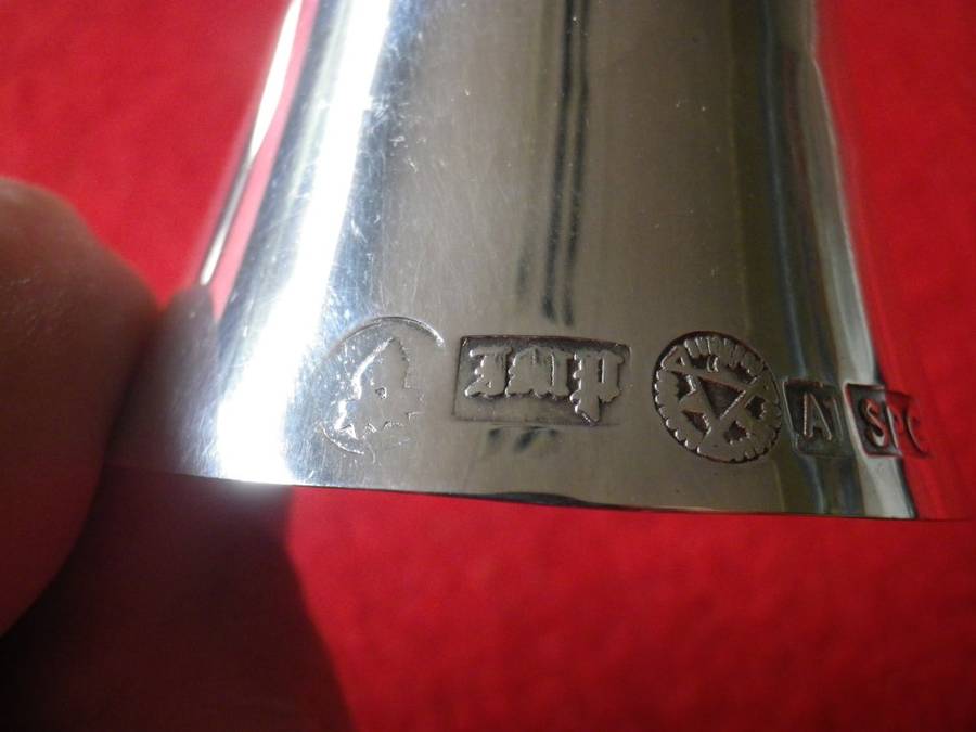 RHODESIA REGT BADGED SILVER PLATED BELL -CAS STAMPED- HEIGHT 107mm + COPPER PIN TRAY 70X55mm (8563)