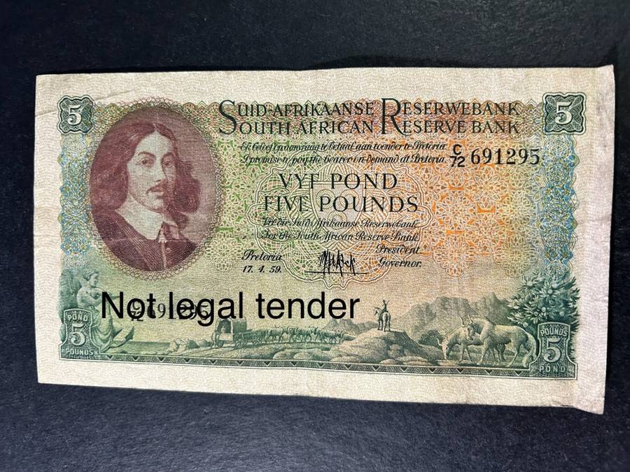 MH de Kock 5 Pounds note.