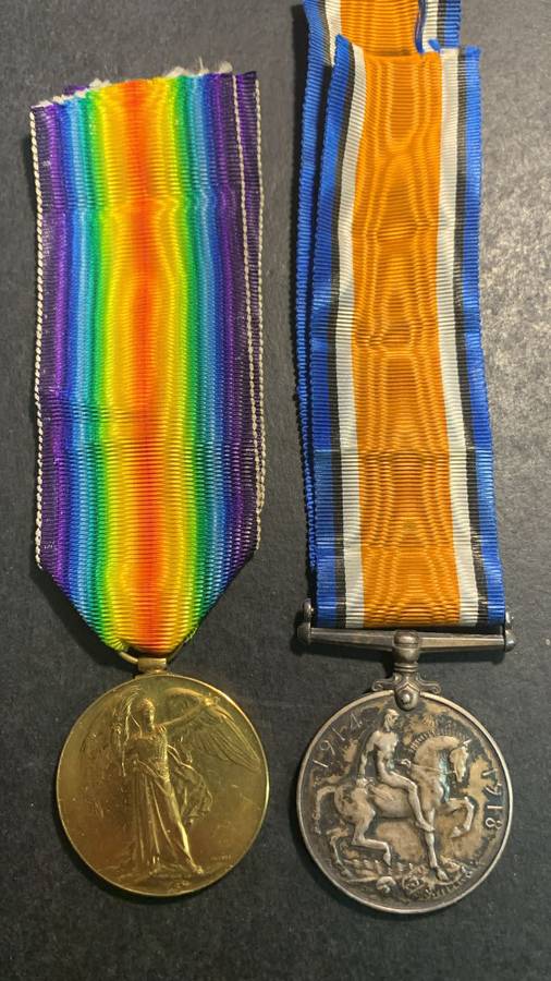 Full Size World War One Pair to:PTE H.Broxup K.R.RIF.C