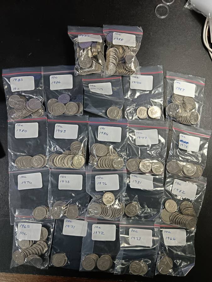 Lot of 10 cent coins
