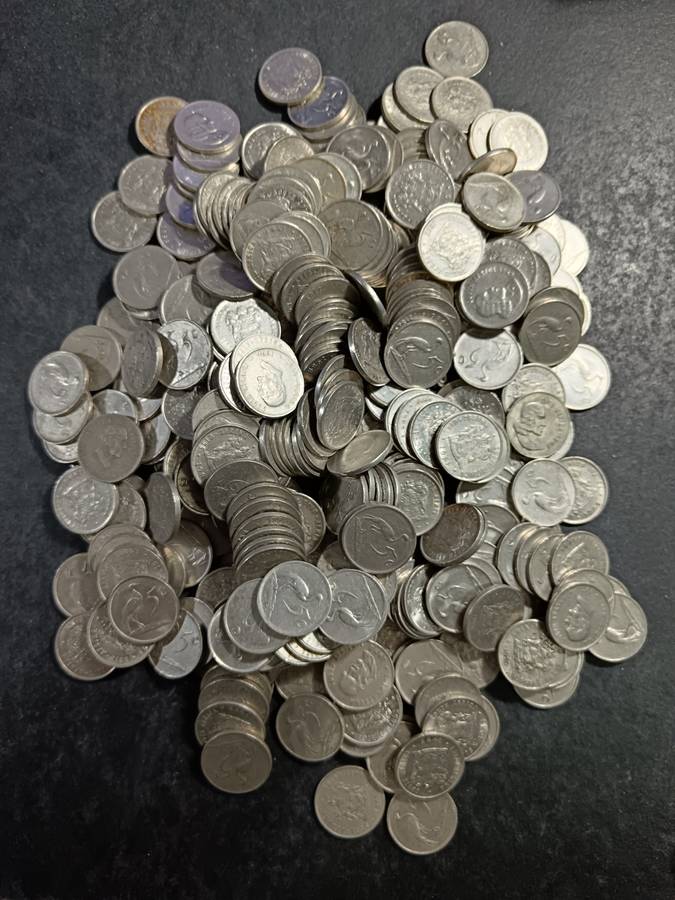 big lot of 5 cent coins