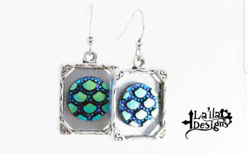 Framed Scale Earrings, Mermaid Jewellery, Dragon Egg Earrings