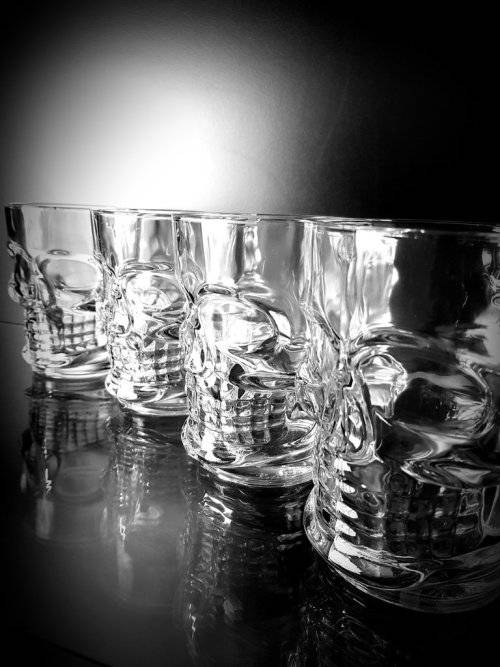 Glass Skull Beer Mug, Skeleton Drinking Glass ~ Single