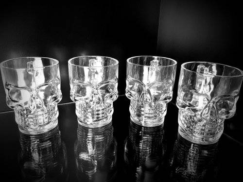 Glass Skull Beer Mug, Skeleton Drinking Glass ~ Single