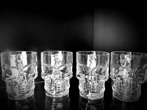 Glass Skull Beer Mug, Skeleton Drinking Glass ~ Single