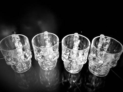 Glass Skull Beer Mug, Skeleton Drinking Glass ~ Single