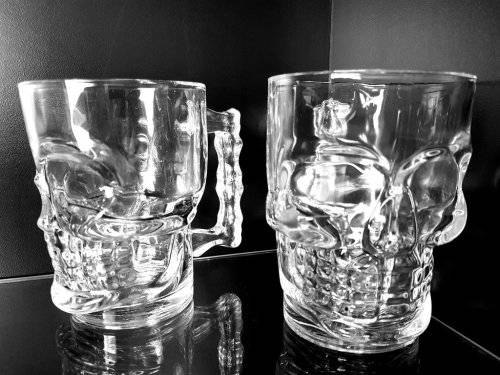 Glass Skull Beer Mug, Skeleton Drinking Glass ~ Single
