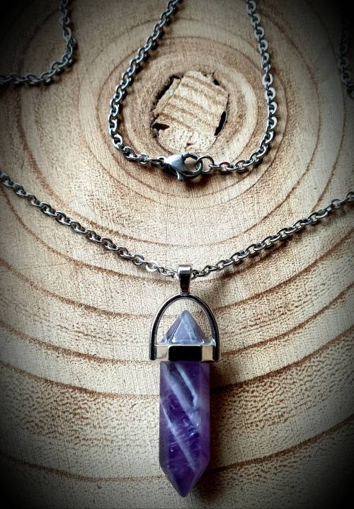 Amethyst Necklace, Crystal Esoteric Jewellery, Organic Necklace