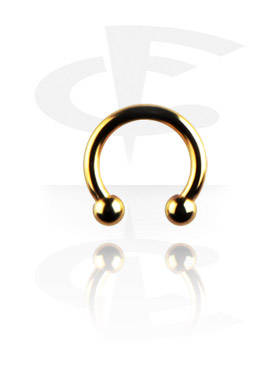 HALF MOON CIRCULAR BARBELL WITH BALLS GOLD PLATED SINGLE