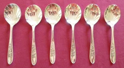 Set of six silver  plated ice-cream spoons