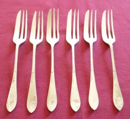 Set of six silver plated cake forks
