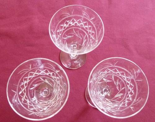 Three Stuart Imperial small martini glasses