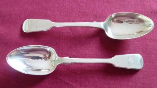 Pair of Irish silver dessert spoons