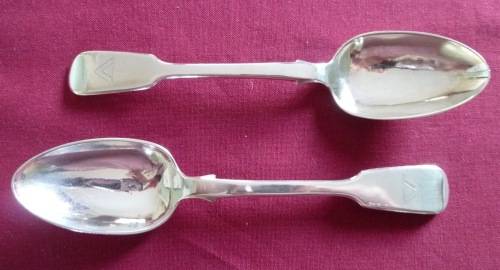Pair of Irish silver dessert spoons