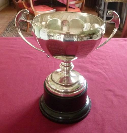 Large silver plated trophy on stand