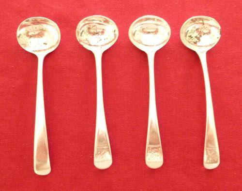 Four Georgian silver salt spoons