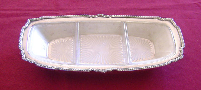 Silver plated snack plater - with glass inserts