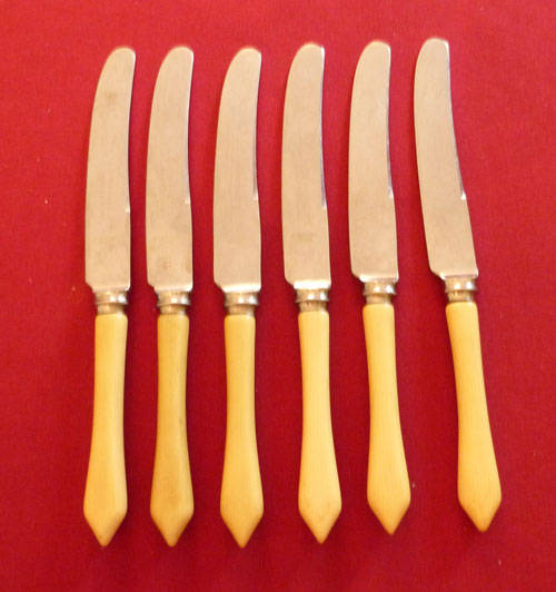 Set of six bone handle fruit knives