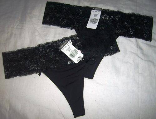 WOOLWORTHS 2 PACK BLACK G-STRING SET, SIZE LARGE